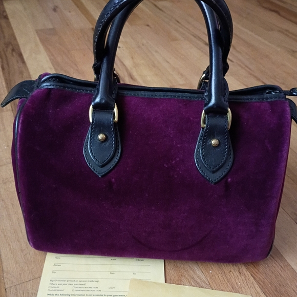 Dooney And Bourke Vintage Velvet Purple Satchel - Picture 3 of 8